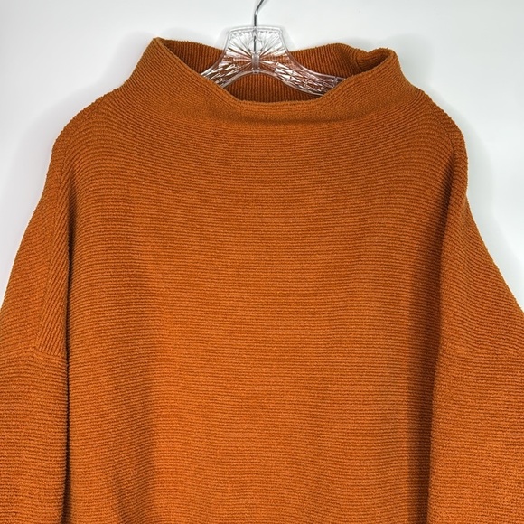 Free People Orange Cowl Neck Heavy Knit Sweater Size Medium - Picture 2 of 9